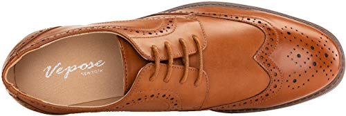 VEPOSE Men's Dress Shoes Classic Brogue Oxford Business Wingtip Shoes(10,Brown)