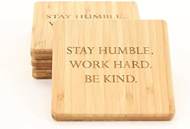 Cutting Board Company Coasters, Set of 4 Bamboo Coasters, Stay Humble