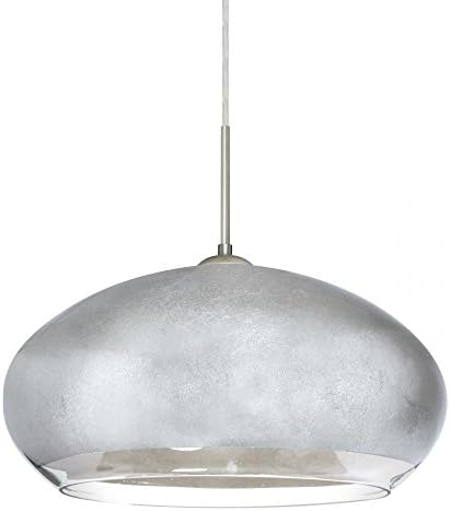 Besa Lighting 1JC-4345SF-LED-SN 1X6W Gu24 LED Brio 14 Pendant with Silver Foil Glass, Satin Nickel Finish