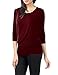 TWINTH Womens 3/4 Sleeve Dolman Drape Top with Side Shirring Loose Fit Tunic Top Plus Size Burgundy XX-Large