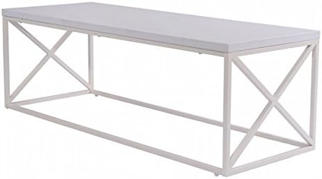 White Accent Coffee Table Modern Stylish Contemporary Living Room Furniture Home Décor Wood And Metal Structure Durable and Stable Lightweight