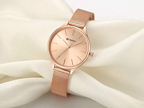 Curren 9024 - Reloj de cuarzo para mujer, analógico, ultrafino, de acero inoxidable, de acero inoxidable, simple, casual, impermeable, para mujer - Imagen 7