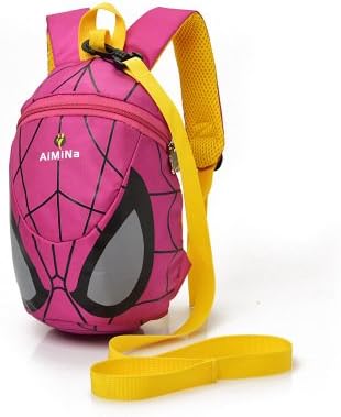 Baby Toddler Safety Harness Backpack Child Kids Cute Cartoon Strap Shoulder Backpack Bag with Reins Leash Rucksack Harness Walkers Tether Belt (Rose(spider))