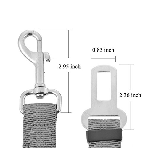 URIJK 2 Pack Dog Car Seat Belt, Adjustable Dog Seatbelt for Dog Harness Vehicle Car Pet Safety Belt Leash Leads with Durable Elastic Nylon Bungee Buffer for Shock Attenuation, Fits Small to Medium Dog