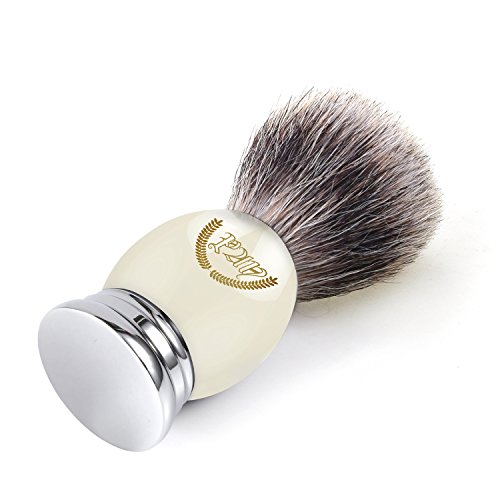 Shaving Brush, Badger Brush Shaving, Best Badger Shaving Brush, Luxury Chrome Handle, Heavy Weight, Natural Soft Badger (Metal Ivory). Professional Shaving Brush for Men, Shaving Brush 100% Natural