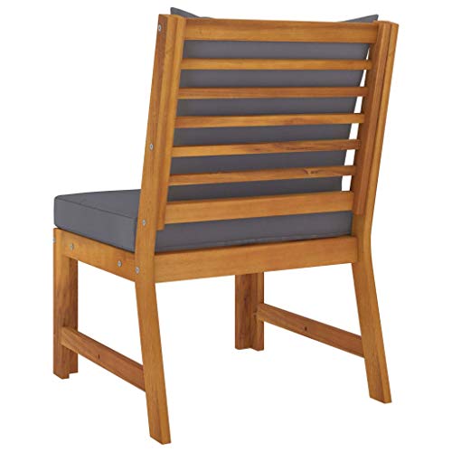 vidaXL Akazienholz Massiv Mittelsofa Modular mit Dunkelgrauen Kissen Sofa Lounge Gartensofa Sessel Gartensessel Einzelsofa Gartenmöbel – Bild 5