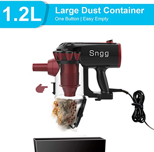 Vacuum Cleaner,Sngg 17KPA Stick Vacuum Corded Powerful Suction Handheld Light Vacuum Cleaner Hardwood Floors -H7s Black