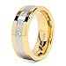 100S JEWELRY Tungsten Rings for Men Gold Silver Crystal Wedding Bands Two Tone 3 CZ Stone Promise Marriage Size 8-16