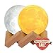 IDEAcone Moon Lamp, 3D Printing Luna Light, Decorative Nursery Night Light, Warm Yellow/Cool White Sensor Control with Wooden Mount for Kids, Birthday, Holiday(3.7 inches)