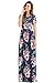 Lovezesent Women's Floral Print Round Neck Cap Sleeve Maxi Casual Dress Large Blue1