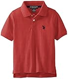 U.S. Polo Assn. Little Boys' Classic Short Sleeve Solid Pique Polo Shirt, Nantucket Red Heather, 5/6