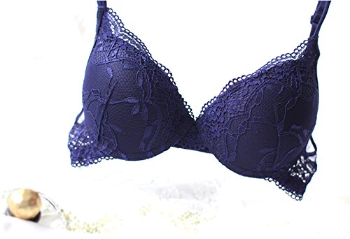YIJIA Women\'s Push Up Lace Bras Underwear Set Lingerie Bra and Panties Blue 38C