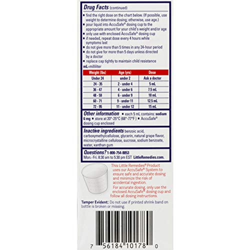 Little Remedies  Children's Fever & Pain Reliever | Grape  | 4 FL OZ | 2 Pack - Thumbnail 4