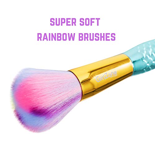 GirlZone: Fun Mermaid Makeup Brushes Kit Gift for Girls