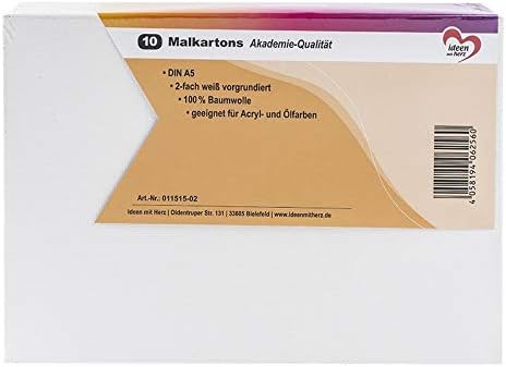 Ideen mit Herz Academy Quality Painting Cardboard, Primed Canvas Cardboard (DIN A5, Pack of 10), White, Din A5 | 10 Stück - Image 5