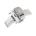 Ritche 22mm Silver Stainless Steel Double Push Button Butterfly Deployment Clasp For Leather Watch band Strap