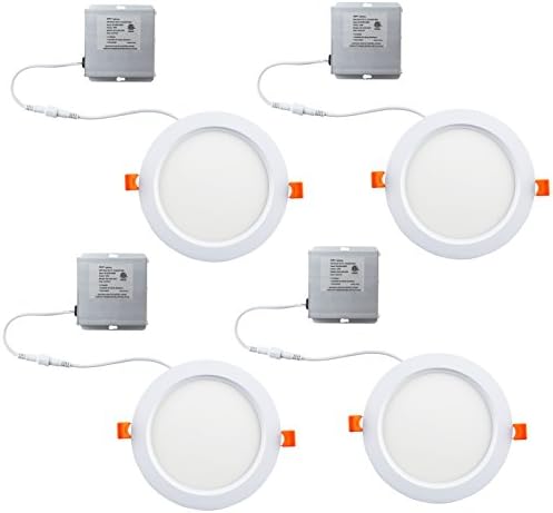 YAY LED 6’’ Ultra-Thin Recessed Ceiling Light with Junction Box, Dimmable Downlight, ETL & Energy Star - IC-Rated - 12W - 1050 Lumens - (Natural White 4000K) 4 Pack