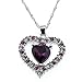 Vintage Romantic Victorian Lavender Purple Violet Stone Crystal Heart Silver-Tone Chain Necklace Pendant Jewelry Gift