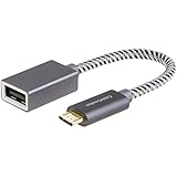 CableCreation Micro USB 2.0 OTG Cable Braided On The Go Adapter Micro USB Male to USB Female for Samsung or other Smart Phones with OTG Function, 6 Inch/ Space Gray Aluminum