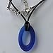 Blue Sea Glass Necklace Surf Beach Transparent Oval Small Pendant Handmade Unisex Surfing Jewelry on a Waxed Cotton 26 Inches Cord Gift Under 20 Dollars