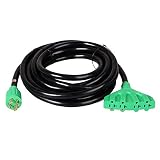 Atima Fan-Style Generator Power Cord Up to 7500 Watts (L14-30P to Four 5-20R) AGC100 30Amp 25 FT B Package