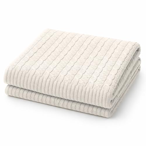 Manta para Bebê em Tricot 100% Algodão Macia, Respirável e Aconchegante Enxoval Luxo Recém-Nascido Menino Menina (Areia)