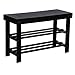 SONGMICS Entryway Wooden Shoe Bench 2-Tier Shoe Rack Organizer Black ULWB66H