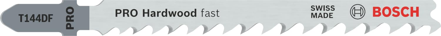 Bosch 5x PRO Hardwood Fast T144DF Jigsaw Blade (for Hardwood, Chipboard, Length 100 mm, Professional Accessory Jigsaw)