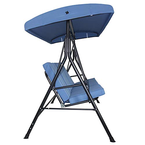 Homebeyond 3 Seater Outdoor Patio Swing | Rust and Fade Resistant Steel Frame with Adjustable Tilt Canopy | Perfect for Garden Backyard or Poolside - SW-3B