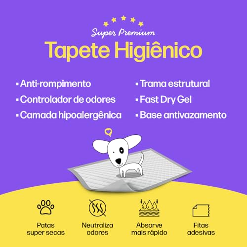 Tapete Higiênico Pet Clean Premium Cães Cachorro Xixi Ultra Absorção 60x55cm 30 Unidades