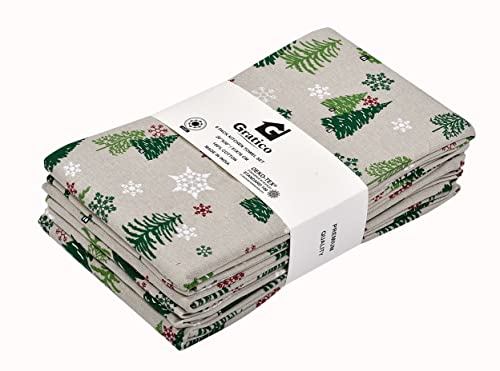 Photo 1 of Gratico Kitchen Towel Set of 6 Christmas Green Trees Print 20x30 Inches Highly Absorbent, Soft Premium Cotton Tea Towel with Hanging Loop & Mitered Corner Quick Drying Dish Cloths for Cleaning Dishes