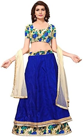 JULEE Women's Banglori Satin Semi-Stitched Lehenga Choli (LA82-Gulabo Red-004_Free Size)