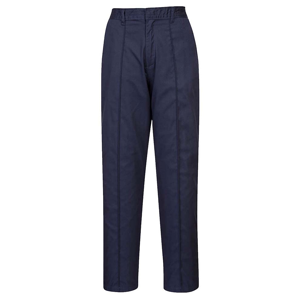 Portwest LW97 Women’s Elasticated Tailored Fit Work Trousers with Pockets - Lightweight Safety Workwear, Navy Tall, L