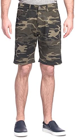 Free Planet Mens Designer 5 Pocket Flat Front Stretch Shorts Printed Designs 100% Cotton - 34