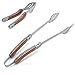 Charcoal Companion Explorer Stainless-Steel Grilling Tongs with Folding Rosewood Handles