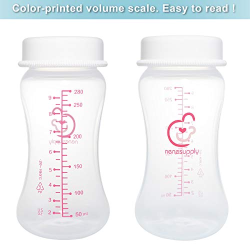 Nenesupply 9oz Wide Neck Breast Pump Bottles Use as Bottles for Pumping