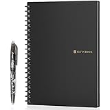 [2018 UPGRADED] Newest Version Elfinbook Smart Notebook 2.0, Cloud Storage, Evernote Storage, Water-to-Erase, Mind Map, Reusable Notebook, Pilot FriXion pen, 100 pages, A5, 5.8"x8.3", Black