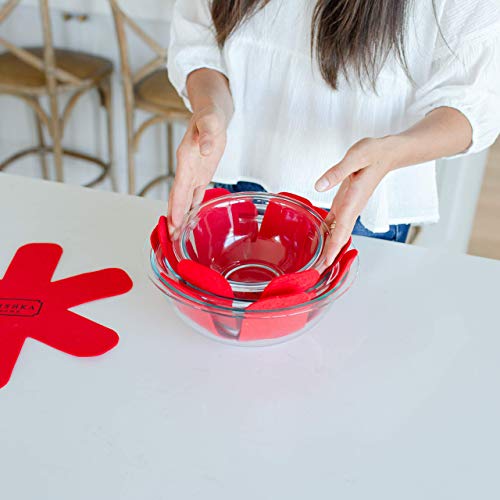 MISHKA Home Pot Pan Protectors for Stacking (P3RED) Plush Thick