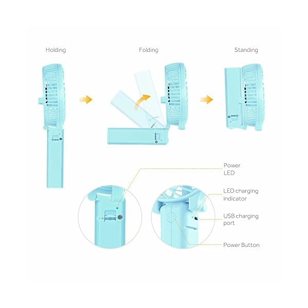 EasyAcc-Handheld-Electric-USB-Fans-Mini-Portable-Outdoor-Fan-with-Rechargeable-2600-mAh-Foldable-Handle-Desktop-for-Home-and-Travel-Green EasyAcc Handheld Electric USB Fans Mini Portable Outdoor Fan with Rechargeable Battery Foldable Handle Desktop for Home…