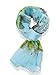 V28 Womens 100% Silk Butterfly Pattern Lightweight Soft Scarf (Light Blue)
