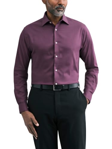 Michael Kors Men's Dress Shirt Ultra Wrinkle Free Stretch Regular Fit Plum at Amazon