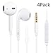 Greatsound 4PACK Headphones Premium Quality Earphones Earbuds with Mic & Remote Control Fully Compatible with iPhone6, 6s, 6 Plus, 6s Plus, iPhone 5s 5c 5, SE,iPad /iPod (White)