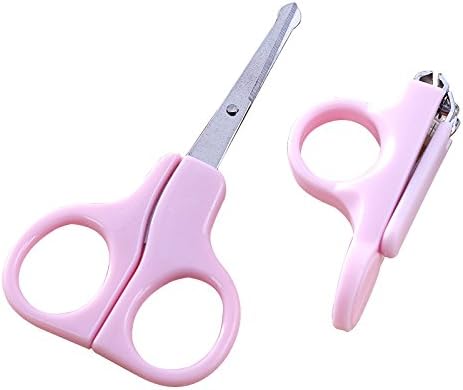 Safety Baby Nail Clippers Set with Scissors 2 piece suit，The Best Grooming Kit Baby Shower Gift for Girls and Boys，Newborn or Infant (pink)