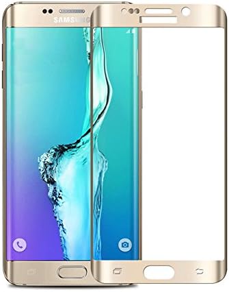 Gold Samsung Galaxy S7 Edge Screen Protector, 3D Carbon Fiber Glass Curved Full Coverage Guard Screen Cover No-Bubble Easy Install