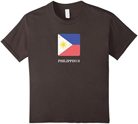 Kids Philippines National Flag T-shirt White Letter Filipino Flag 10 Asphalt