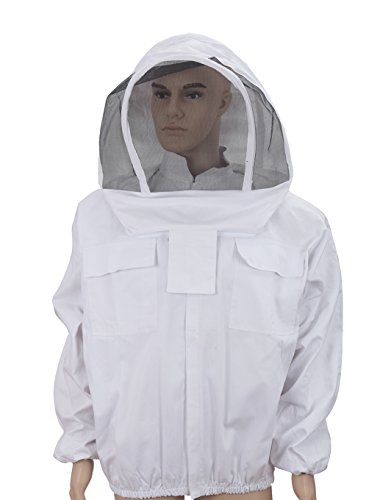 Clearance Sale for Apiarist Beekeeping Jacket - White - Self Supporting Fencing Veil - Total Protection for Professional & Beginner Beekeepers (L 100% Cotton) - Thumbnail 3