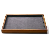 Oirlv Wood Flat Jewelry Tray Stackable Jewelry Drawer Organizer Showcase Jewelry Holder(Grey)