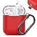 AhaStyle Silicone Case Protective Cover Skin Compatible with Apple AirPods 2 & 1 [Front LED Not Visible]- Red