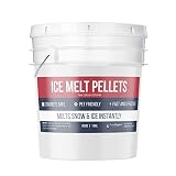Pure Organic Ingredients Ice Melt Pellets (8 lb, 1 Gallon), 100% Pet Safe & Concrete Safe, Snow & Ice Melt, Calcium Chloride Pellets, Powerful & Fast Acting