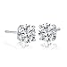 925 Solid Sterling Silver, Basket Set, Clear Round CZ Cubic Zirconia Stud Earrings 1.0ct to 5.0ct